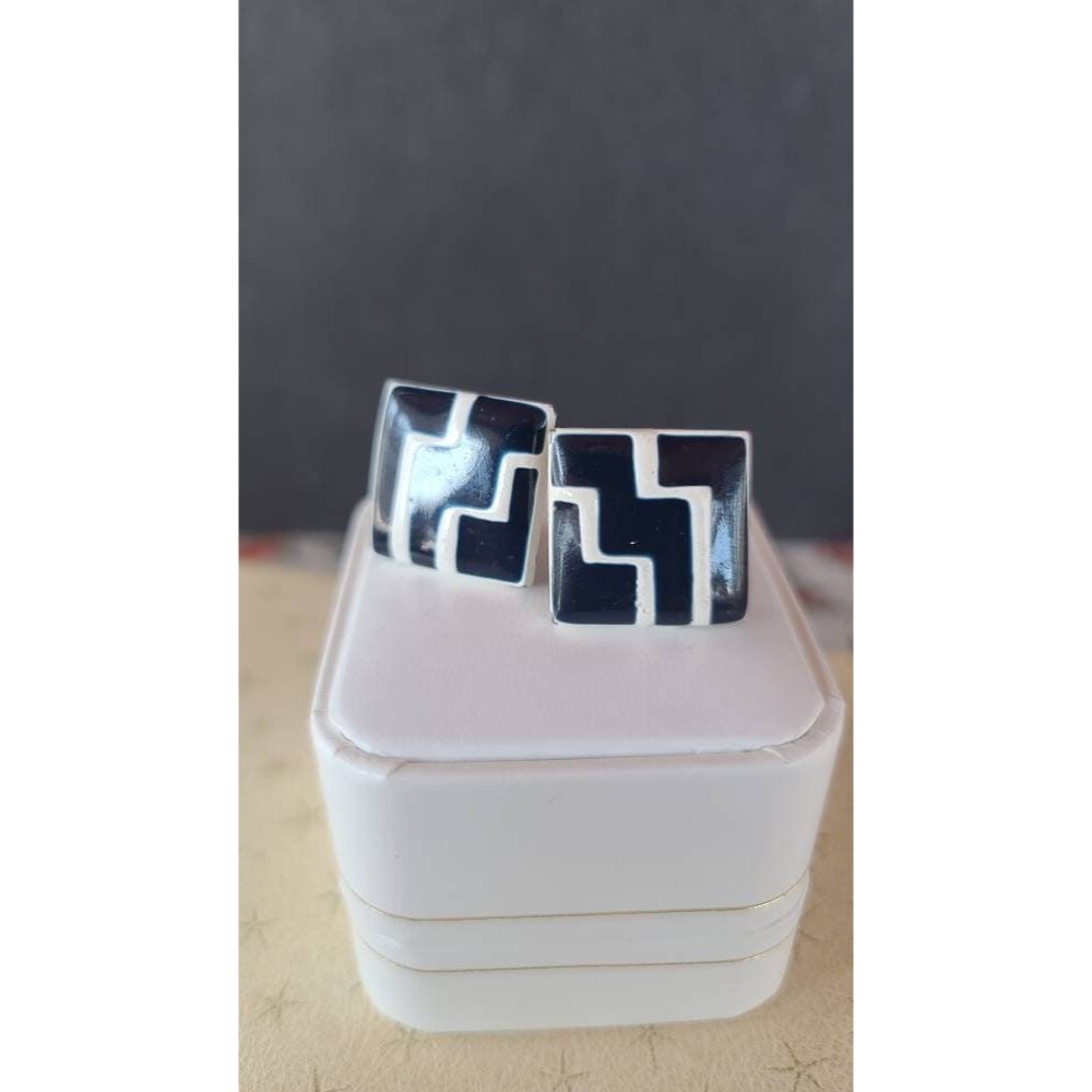 Vintage Blue and White Clip-ons Earrings